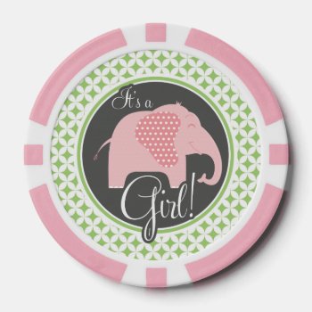 Cute Pink Elephant Poker Chips by doozydoodles at Zazzle
