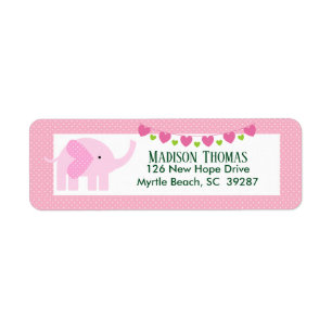 Cute Pink Elephant Return Address Label