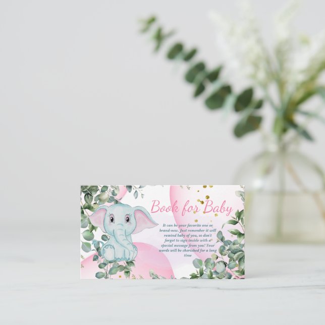 Cute Pink Elephant Safati Jungle Book for Baby Enclosure Card (Standing Front)