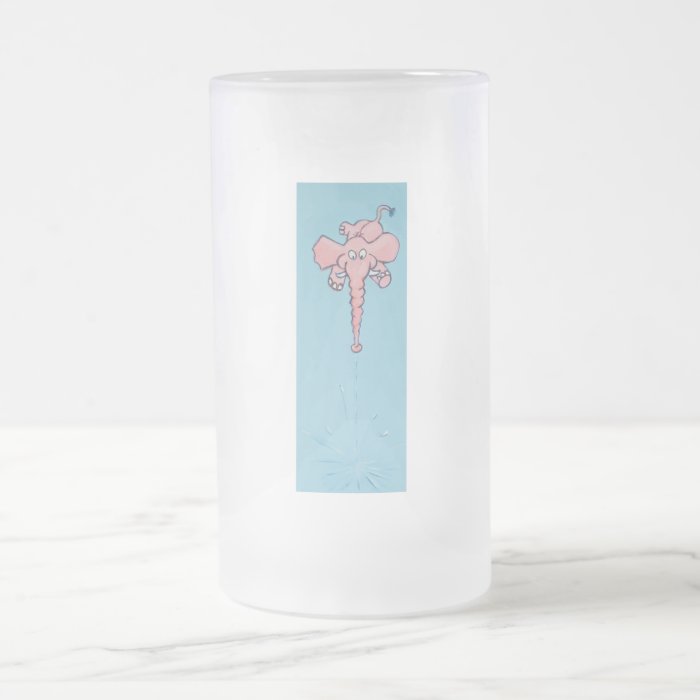 cute pink elephant sneezing water out his trunk coffee mug
