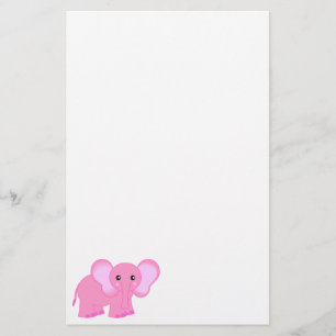 Cute Pink Elephant Stationery