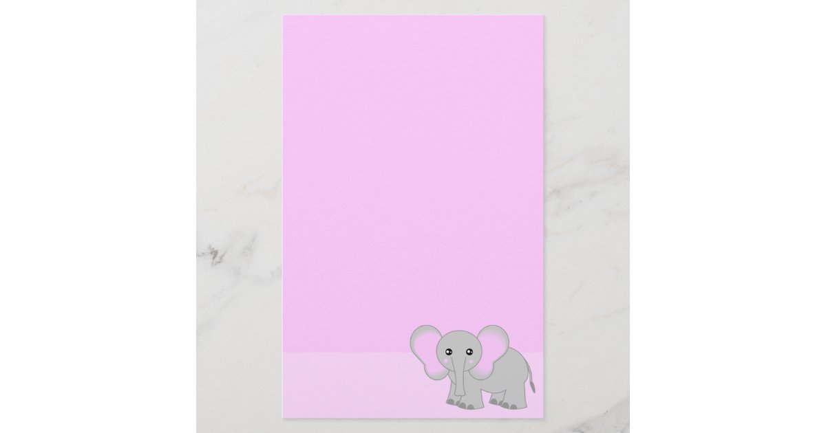 Cute Pink Elephant Stationery Zazzle