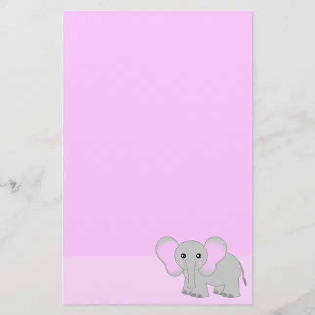Cute Pink Elephant Stationery Zazzle