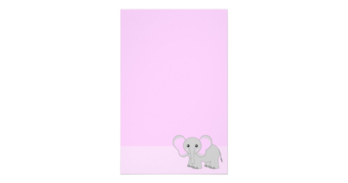 Cute Pink Elephant Stationery
