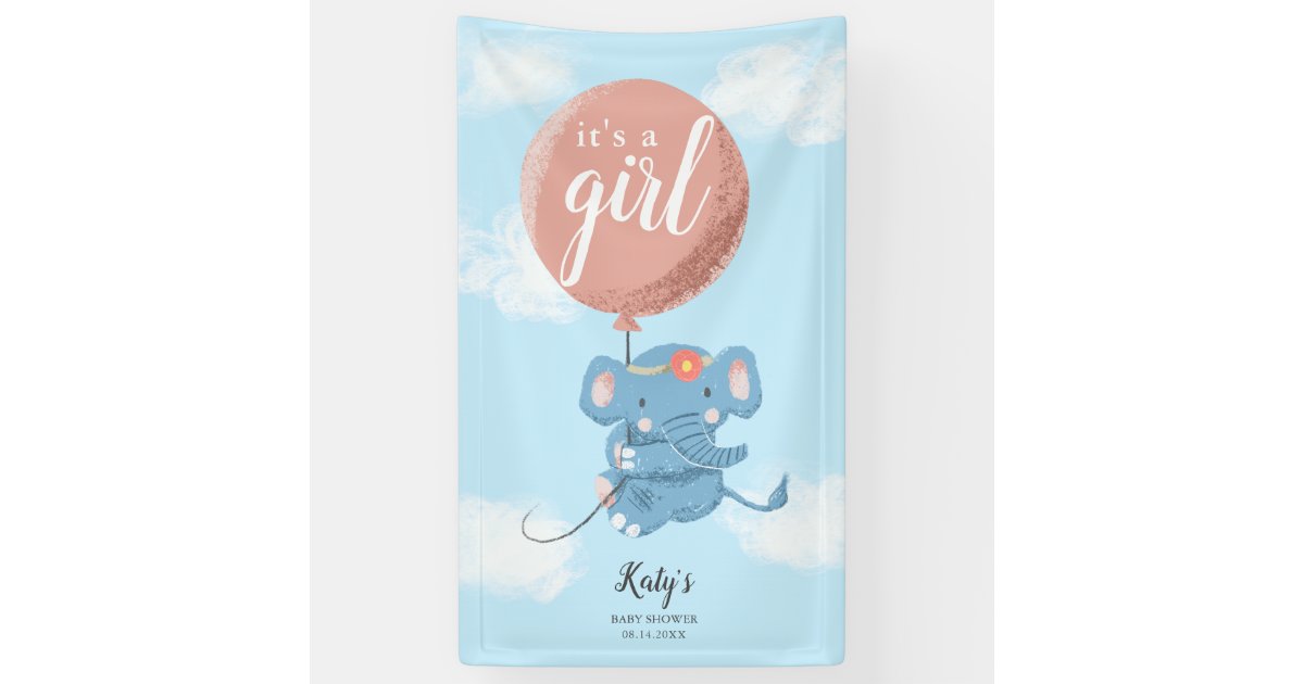 Cute Pink Elephant Theme Baby Shower Banner Zazzle Com