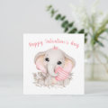 Cute Pink Elephant Valentine's day Card | Zazzle