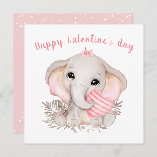 Cute Pink Elephant Valentines day Card