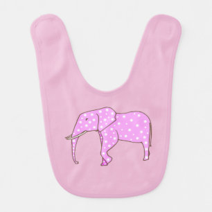 Cute Pink Elephant White Polka Dots Baby Bibs