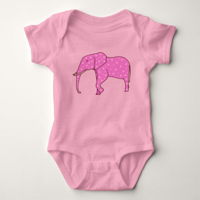 Cute Pink Elephant White Polka Dots Baby Shirt (Front)