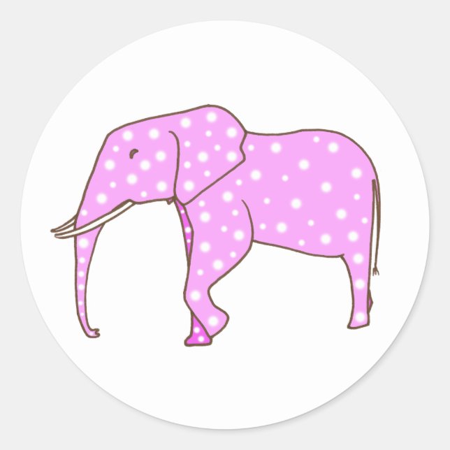 Cute Pink Elephant White Polka Dots Stickers (Front)