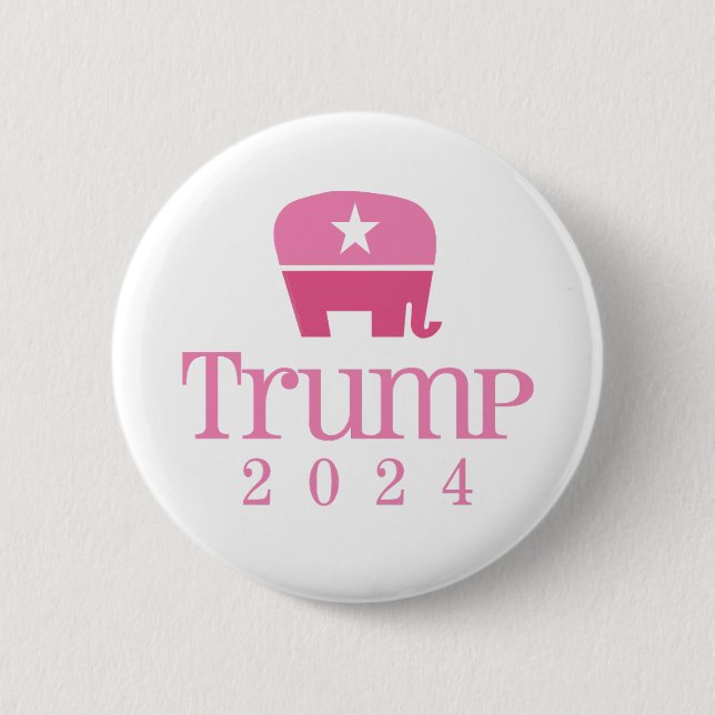 Cute Pink Elephant Women for Donald Trump 2024 Button (Front)