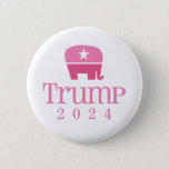 Cute Pink Elephant Women for Donald Trump 2024 Button