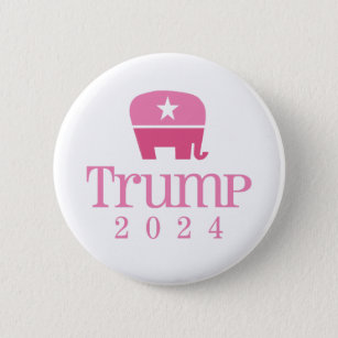 Cute Pink Elephant Women for Donald Trump 2024 Button