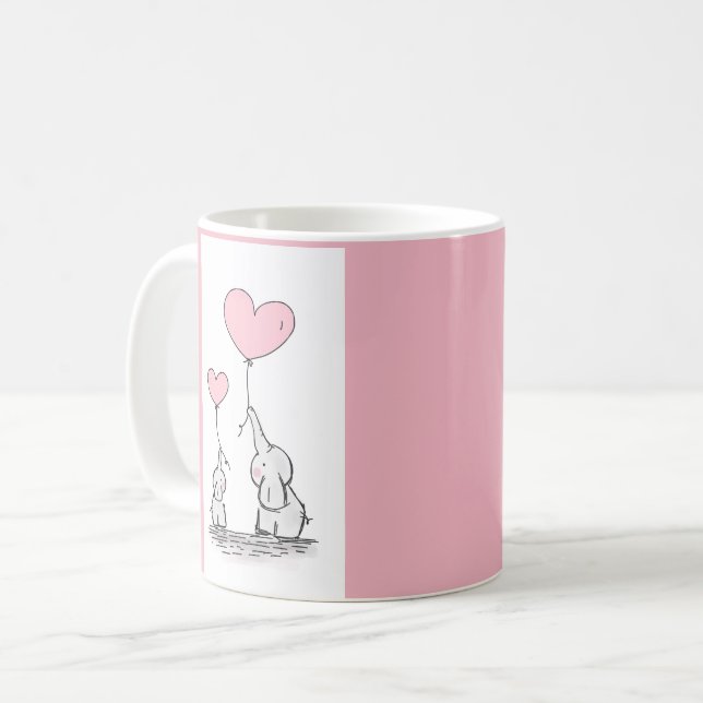 Cute Pink Elephants Coffee Mug (Front Left)