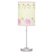 Cute Pink Elephants under Starry Sky Nursery Table Lamp