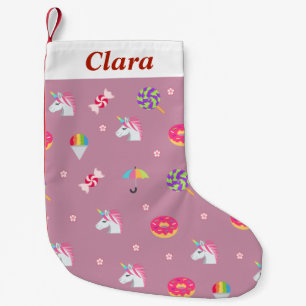 cute pink emoji unicorns candies flowers lollipops small christmas stocking