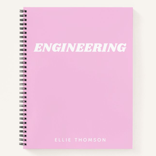 Cute Pink Engineering Graph Paper Monogram Name Notebook (Front)