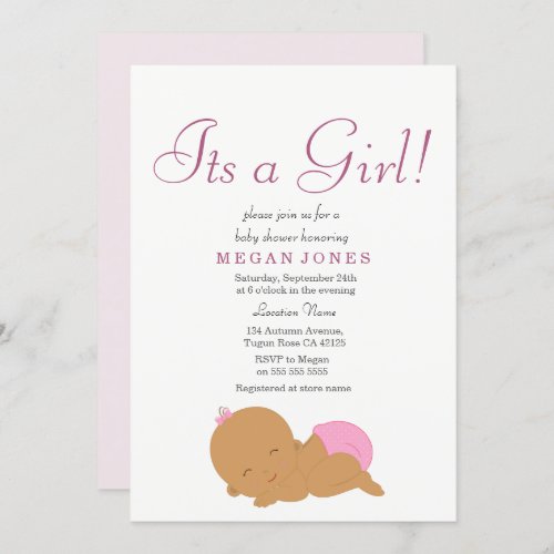 Cute Pink Ethnic its a girl baby shower invitation