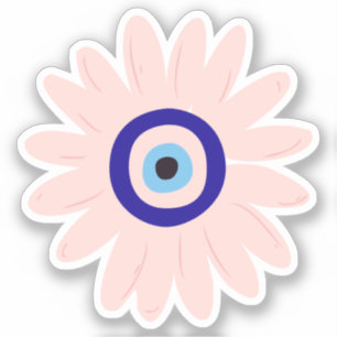 Cute Pink Evil Eye Flower Sticker