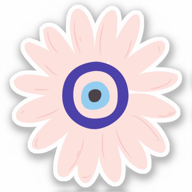 Cute Pink Evil Eye Flower Sticker (Front)