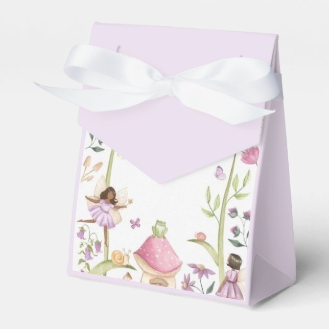 Cute Pink fairy Coquette primer cumpleaños Favor Boxes (Front Side)