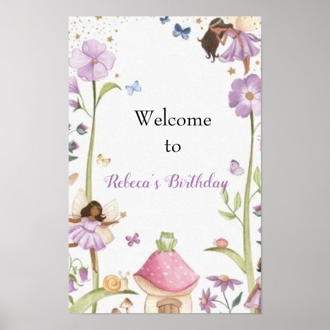 Cute Pink fairy Coquette primer cumpleaños Poster (Front)