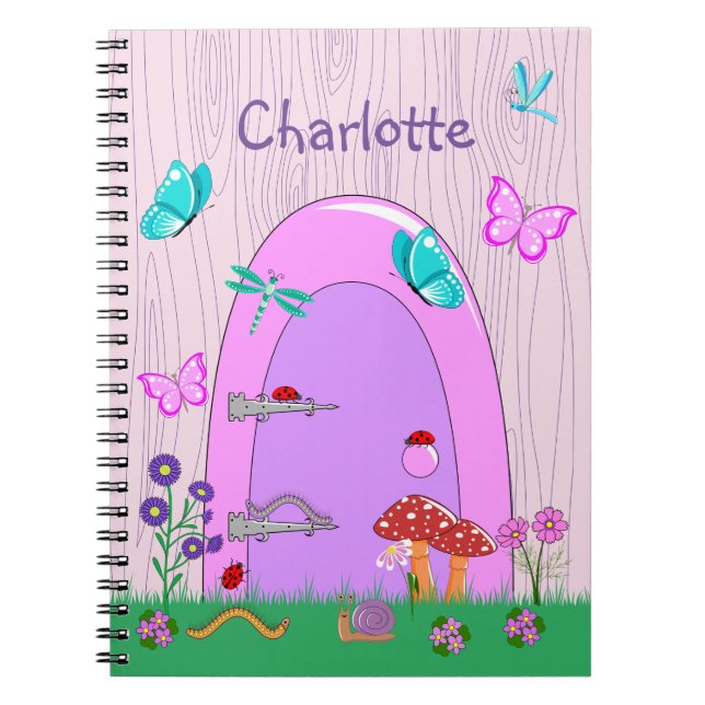 Cute Pink Fairy Door Notebook (Front)