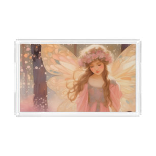 Cute Pink Fairy Fantasy Painting Acrylic Tray