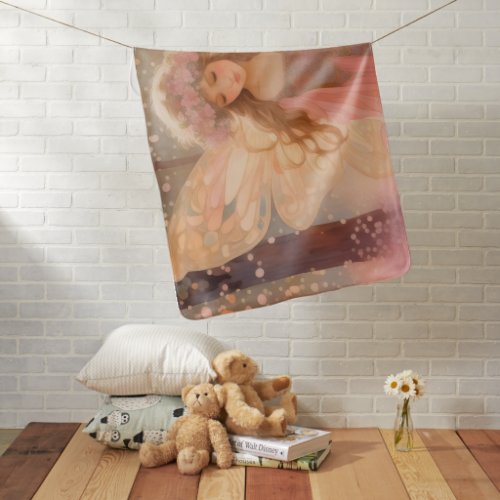 Cute Pink Fairy Fantasy Painting Baby Blanket