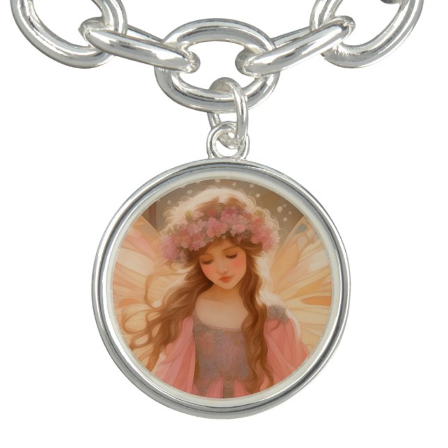 Cute Pink Fairy Fantasy Painting Bracelet (Design)