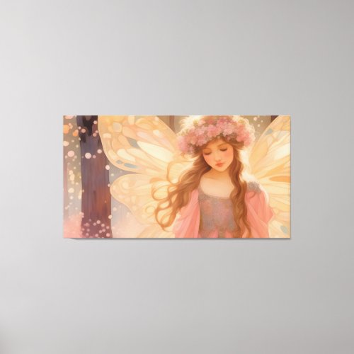 Cute Pink Fairy Fantasy Painting Canvas Print