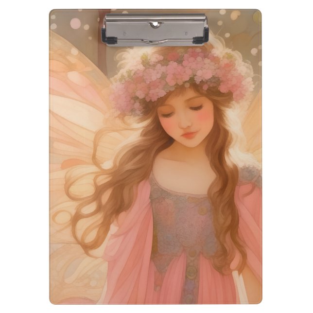 Cute Pink Fairy Fantasy Painting Clipboard (Front)