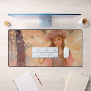 Cute Pink Fairy Fantasy Painting Desk Mat