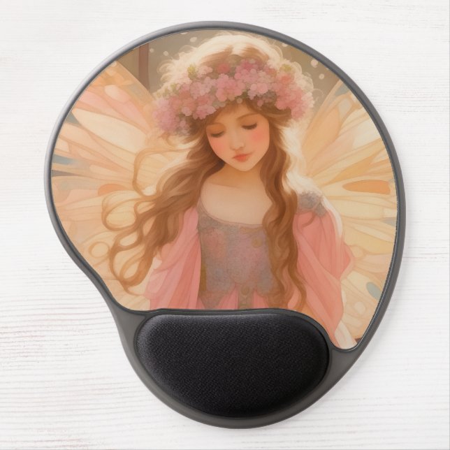 Cute Pink Fairy Fantasy Painting Gel Mouse Pad (Front)
