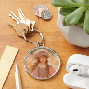 Cute Pink Fairy Fantasy Painting Keychain