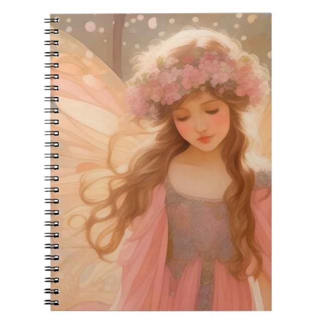 Cute Pink Fairy Fantasy Painting Notebook (Front)