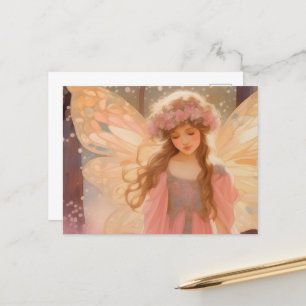 Cute Pink Fairy Fantasy Painting Postcard