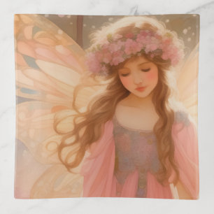 Cute Pink Fairy Fantasy Painting Trinket Tray