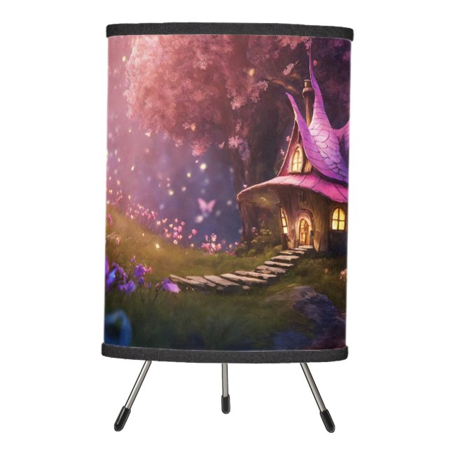 Cute Pink Fairy House Night Stand Lamp for Kids (Front)