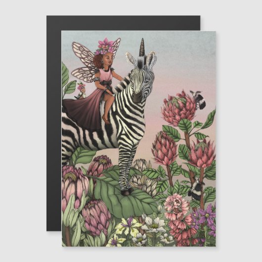 Cute Pink Fairy on Zebra Unicorn Floral Art (Front/Back)