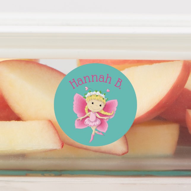 Cute Pink Fairy Personalized Kids' Labels (Affixed)
