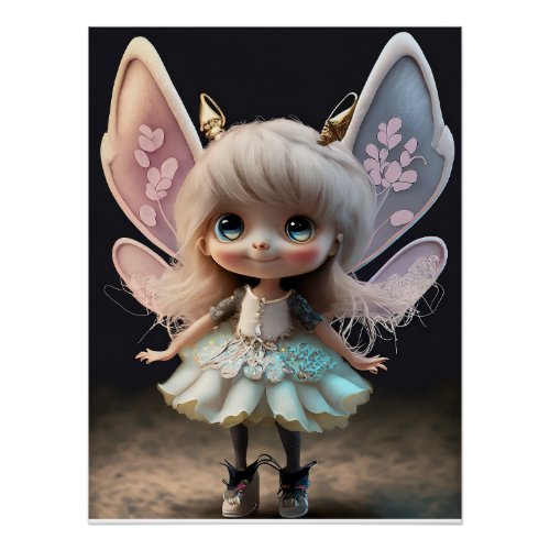 Cute pink fairy  poster