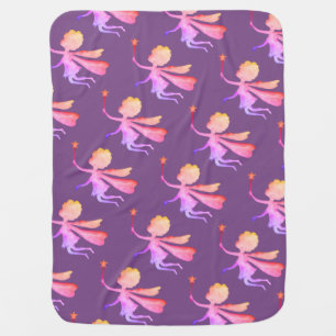 Cute Pink Fairy Watercolor Drawing Baby Blanket