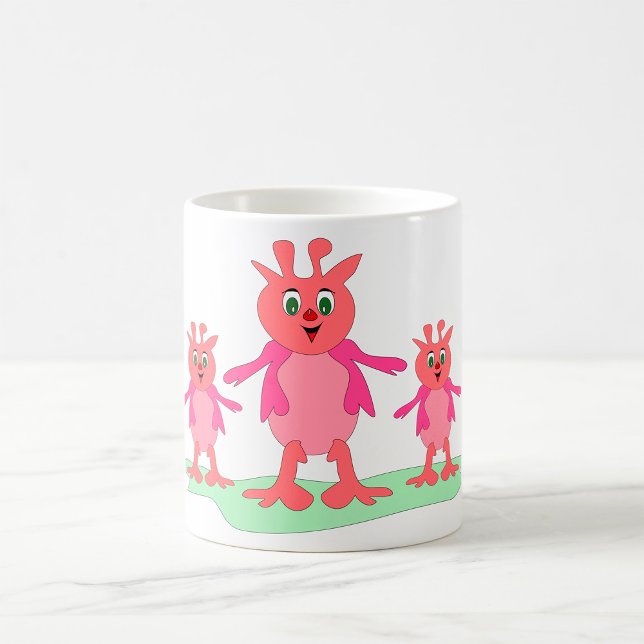 Cute Pink Fantasy Creatures Whimsical Aliens  Coffee Mug (Creator Uploaded)