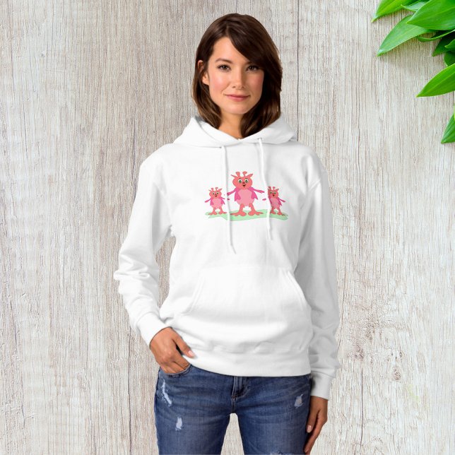 Cute Pink Fantasy Creatures Whimsical Aliens  Hoodie (Creator Uploaded)