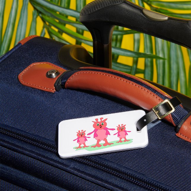 Cute Pink Fantasy Creatures Whimsical Aliens  Luggage Tag (Creator Uploaded)