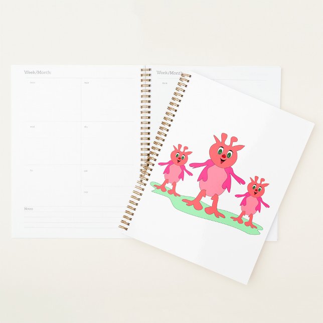 Cute Pink Fantasy Creatures Whimsical Aliens  Planner (Creator Uploaded)