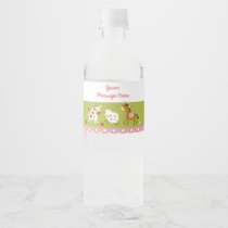 Cute Pink Farm Animal Baby Shower Water Bottle Label