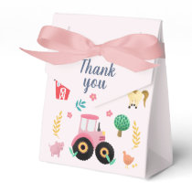 Cute Pink Farm Tractor Girls Rustic Baby Shower Favor Boxes