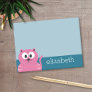 Cute Pink Fat Cat - Blue Background Post-it Notes